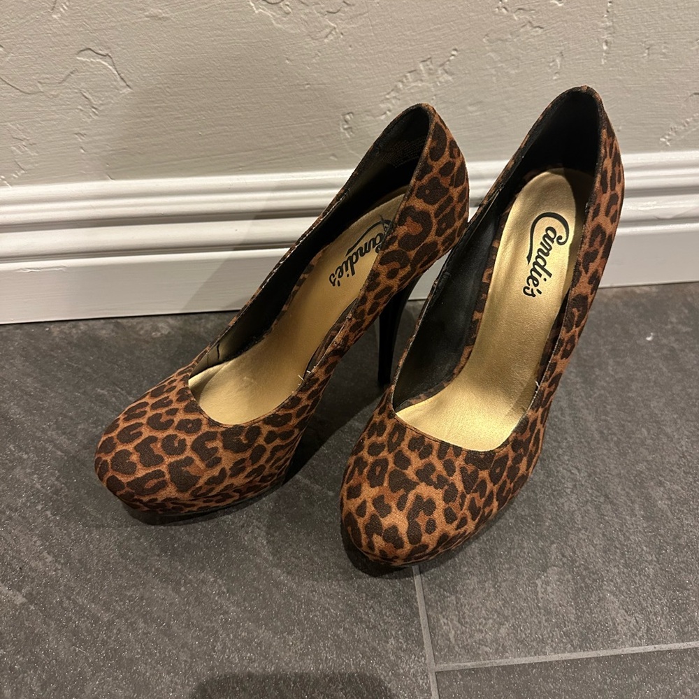 Candies Leopard Print Platform Heels